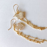 Butterfly pearl chain fringe earrings 