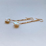 butterfly pearl bar chain earrings 