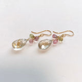 ゴールデンルチルクォーツとトルマリンのピアス