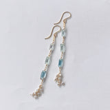 アクアマリンとアコヤケシパールのロングピアス