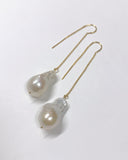 オイスターバロックパールの一粒フックチェーンピアス