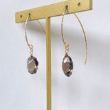 スモーキークォーツの一粒ピアス