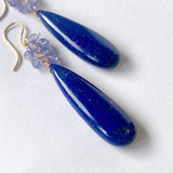 大きなラピスラズリとタンザナイトのブーケピアス