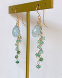 Large aquamarine and emerald earrings