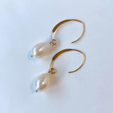 Single large drop freshwater pearl earrings 