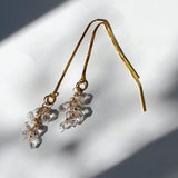 ハーキマークォーツの2wayアメリカンピアス　チャーム仕立て