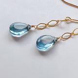 ロンドンブルートパーズのダイヤチェーンのピアス