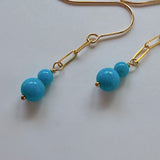 スリーピングビューティーターコイズの丸玉ダブルピアス