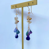 フローライトとナチュラルジルコンのピアス