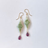 グリーンジャスパーとロードライトガーネットのピアス