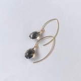 スモーキークォーツの一粒ピアス
