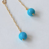 スリーピングビューティーターコイズの丸玉シンプルピアス