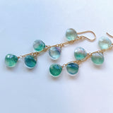 フローライトの五連ロングピアス　グリーン