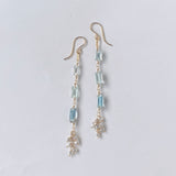 アクアマリンとアコヤケシパールのロングピアス