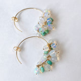 【YN様専用】ラウンドカットオパールとソノランターコイズのフープピアス