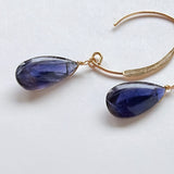 アイオライトの一粒ピアス　マーキスフック