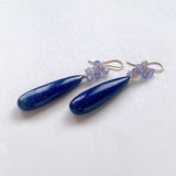 大きなラピスラズリとタンザナイトのブーケピアス