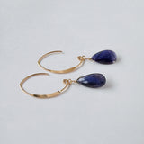 アイオライトの一粒ピアス　マーキスフック