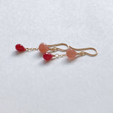 Delicate rhodochrosite and ruby ​​earrings from Peru 