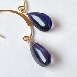 アイオライトの一粒ピアス　マーキスフック