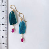 ローマングラスとルビーのピアス