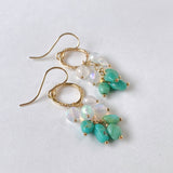 ラウンドカットオパールとソノランターコイズのリングピアス