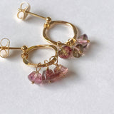 バイカラートルマリンのスタッドリングピアス