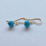 スリーピングビューティーターコイズの一粒丸玉ピアス