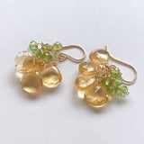 シトリンとペリドットのふさふさピアス