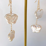 Butterfly pearl double earrings 