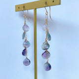 フローライトの五連ロングピアス　パープル