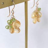 シトリンとペリドットのふさふさピアス