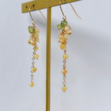 イエローオパールとシトリンとペリドットのミモザピアス