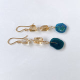 ローマングラスとトパーズピアス