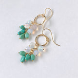 ラウンドカットオパールとソノランターコイズのリングピアス