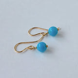 スリーピングビューティーターコイズの一粒丸玉ピアス