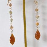 Golden shine moonstone and natural zircon earrings 