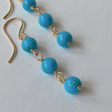 スリーピングビューティーターコイズの丸玉三連ピアス