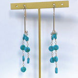 ソノランターコイズとアコヤケシパールのロングピアス