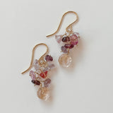 トパーズとスピネルのブーケピアス