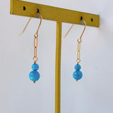 スリーピングビューティーターコイズの丸玉ダブルピアス