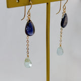 アイオライトとアクアマリンのピアス