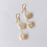 Butterfly pearl double earrings 