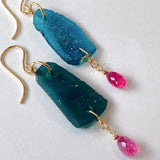 ローマングラスとルビーのピアス