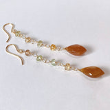 Golden shine moonstone and natural zircon earrings 