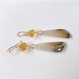 dendrite agate and citrine earrings