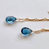 Concave London Blue Topaz Bar Chain Earrings 