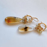 Montana agate and zircon ring earrings