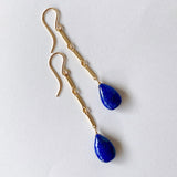 lapis lazuli bar chain earrings