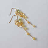 イエローオパールとシトリンとペリドットのミモザピアス